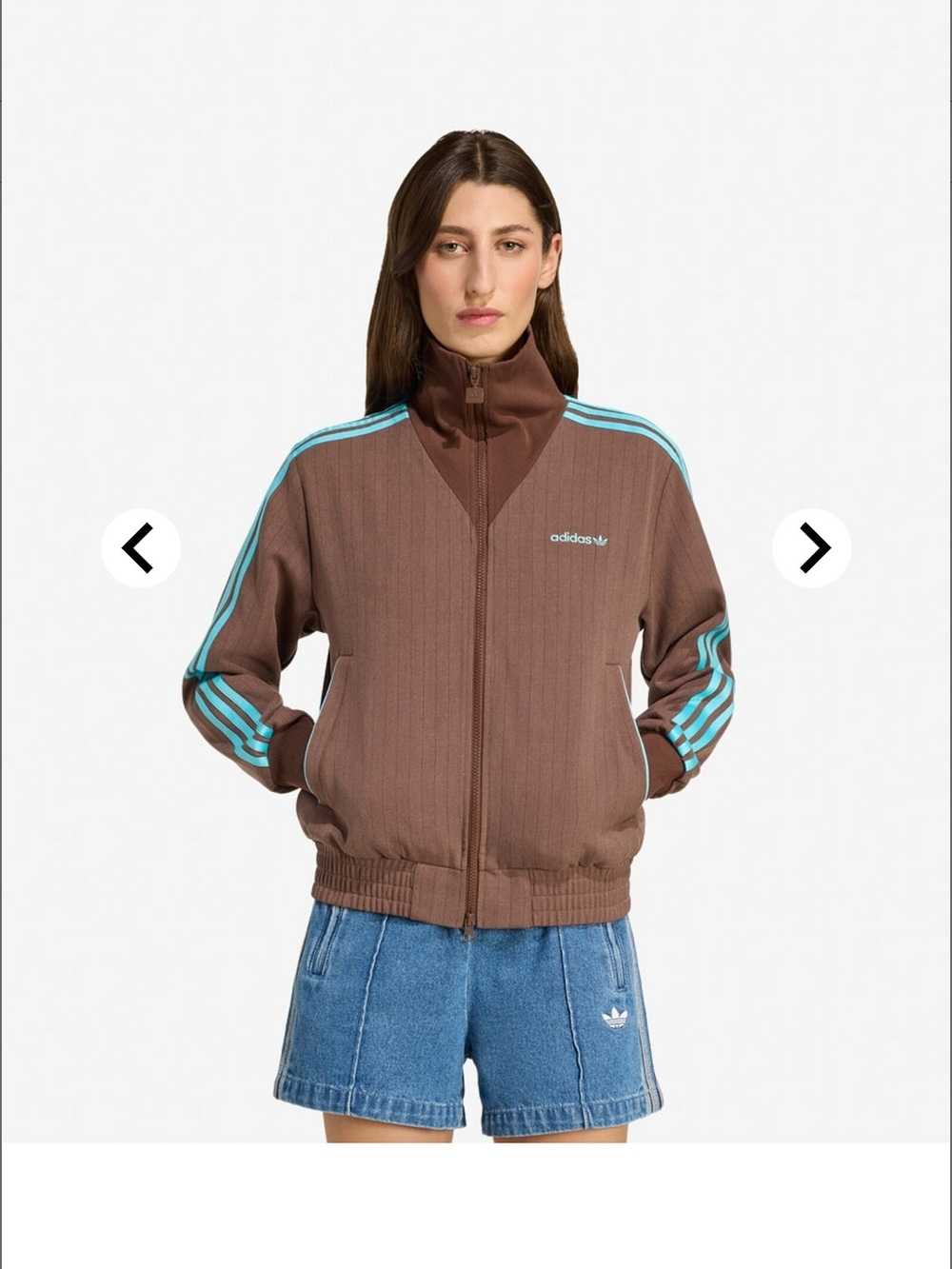 adidas Brown Jacket with Aqua Stripe Detail